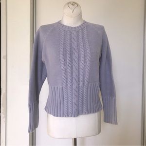 VTG Eddie Bauer Cropped Raglan Sleeved Cable Knit Crewneck Sweater M